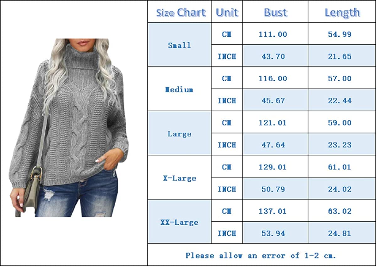 Womens Turtleneck Loose Oversized Chunky Knitted Pullover Sweater Jumper Tops