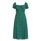 Vintage Party Dress Square Collar Ruffle Dress