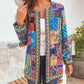 Ethnic Floral Print Long Sleeve Loose Jacket Coat Loose Outerwear Chic Cardigan