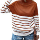 Women’s Turtleneck Knitted Sweater Long Sleeves Stripe