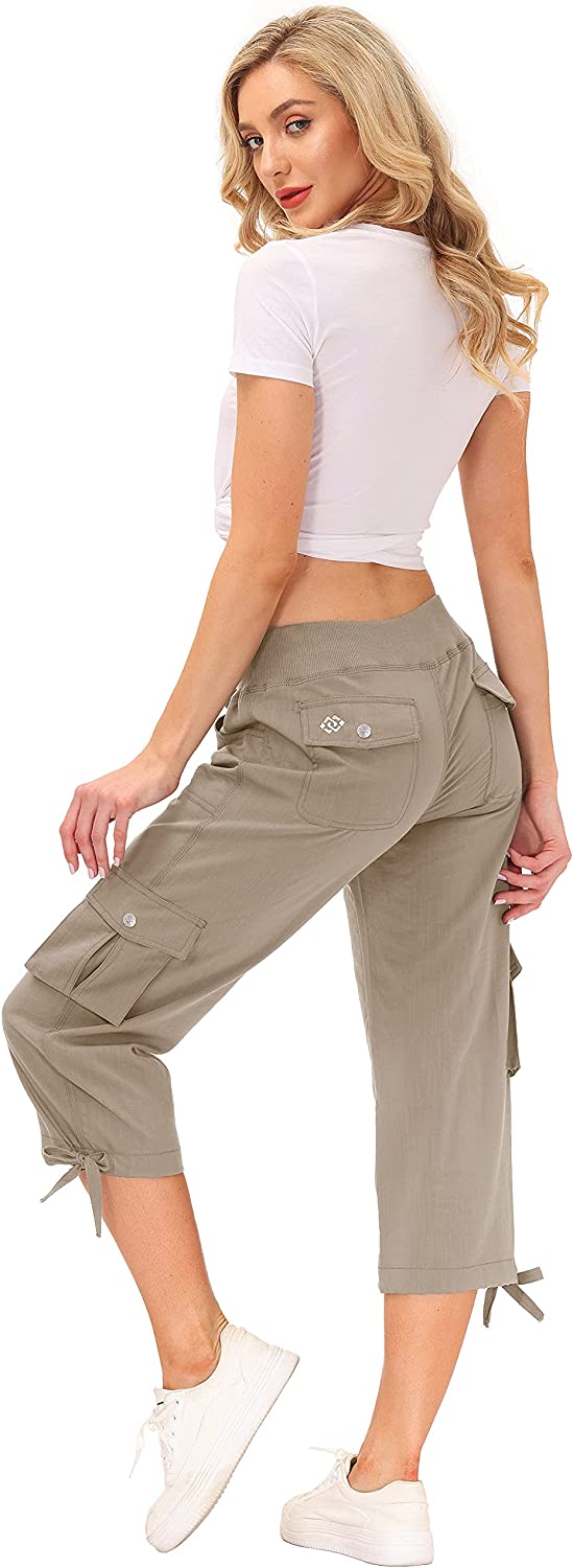 Cargo Capris Hiking Pants Lightweight Quick Dry Outdoor Athletic Travel Casual Loose Comfy