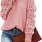 Women's Casual Long Sleeve Crewneck Crochet Sweater