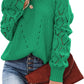 Women's Casual Long Sleeve Crewneck Crochet Sweater