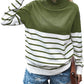 Women’s Turtleneck Knitted Sweater Long Sleeves Stripe