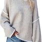 Loose Soft Chunky Knit Long Batwing Sleeve Pullover Sweater