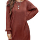 Women's Long Sleeve Crewneck  Knit Casual Loose Oversized Mini Sweater Dress