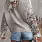 Women Lace Crochet Long Sleeve Crewneck Sweaters