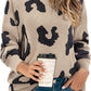 Women's Casual Leopard Print Sweater Loose Long Sleeve Crew