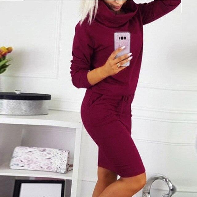 Casual Green Red Loose TurtleNeck Long Sleeve Women Dress with Pockets Midi Dresses Party Dress Winter Dress