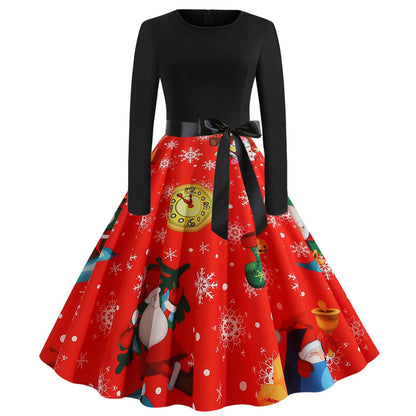 Christmas 1950s Women's Dress Vestido Feminino Vintage Dresses Woman Clothes Long Sleeve Housewife Evening Party Prom Sexy Dress