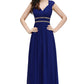 2023 Clearance SALE Scoop V-Neck Chiffon Long Blue Prom Dresses