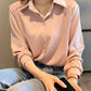 Women Chiffon Blouse Summer Thin Satin Silk Button Up Blouse Office Shirt