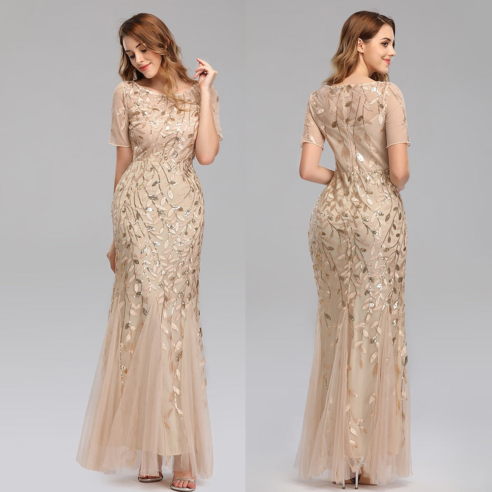 2023 Embroidered beaded Fabric Prom Dresses
