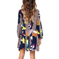 Fashion Womens Long Sleeve Dress Maple Leaf Printed Swing Loose Comfy Casual Dress A-line Fashion Dress#D3
