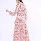 Long Sleeves Floral Printed Ruffles Elegant Casual Maxi Dress