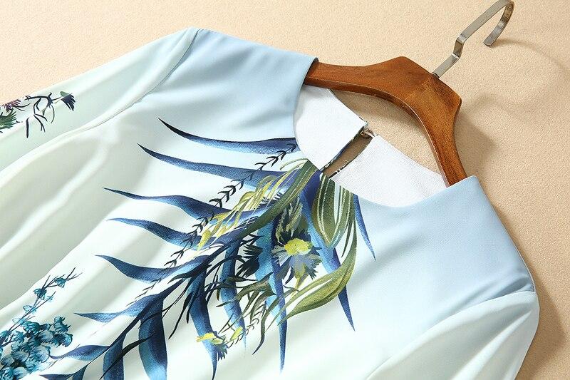 O Neck Long Sleeves Printed Elegant Patchwork High Street Long Dress
