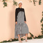 Ladies Elegant and Fashionable Color Matching Loose Striped Asymmetrical Dress Long Dress (without Heads