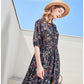 Lace Up O Neck Short Sleeves Floral Printed Fashion Casual Summer Holiday Dresses