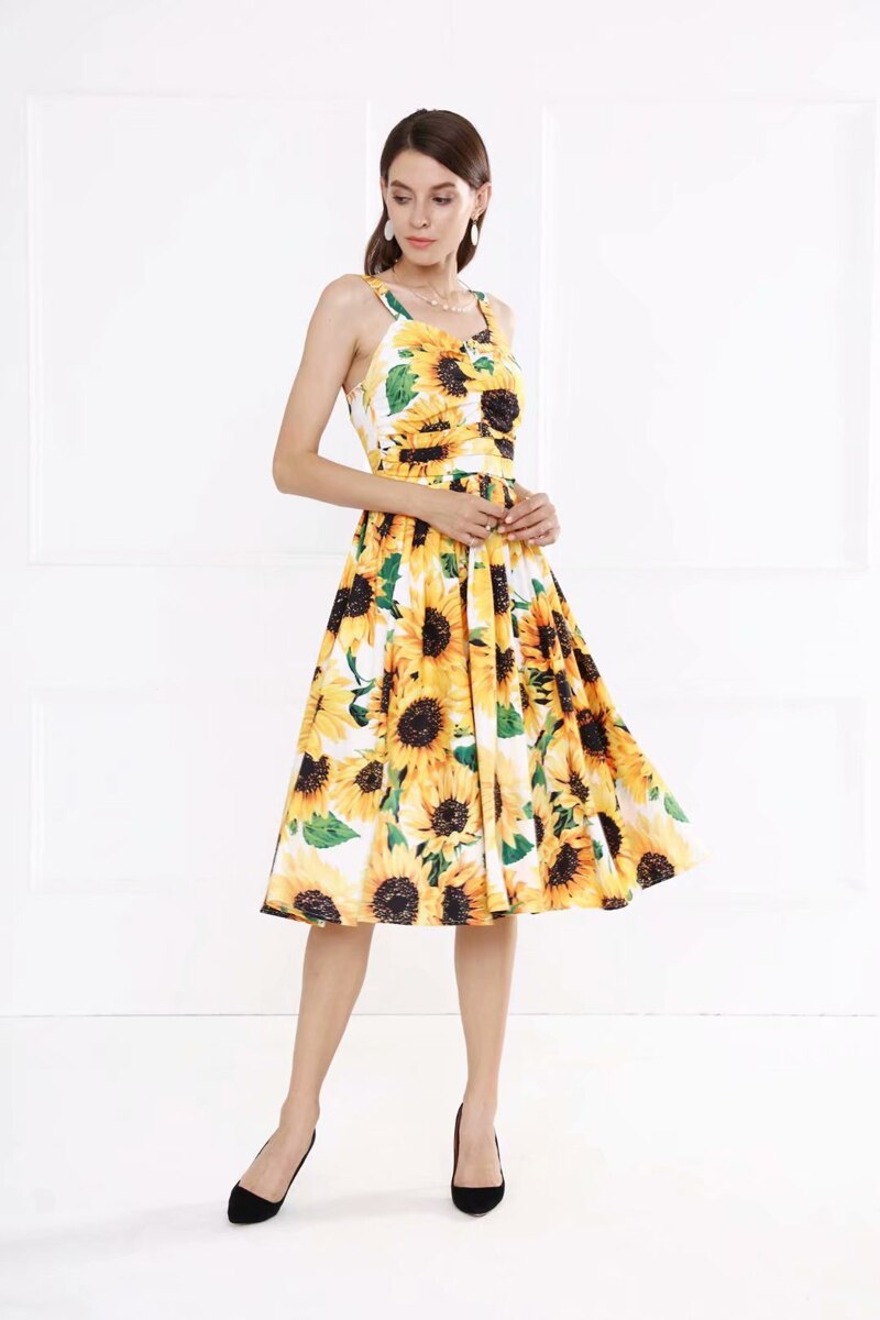 Floral Printed High Street Fashion Casual Designer Dress