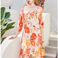 Sexy V Neck 3/4 Sleeves Floral Printed Lace Piping Fashion Casual Dresses
