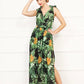 Sexy V Neck Sleeveless Printed Low Cut Maxi Long Party Dresses