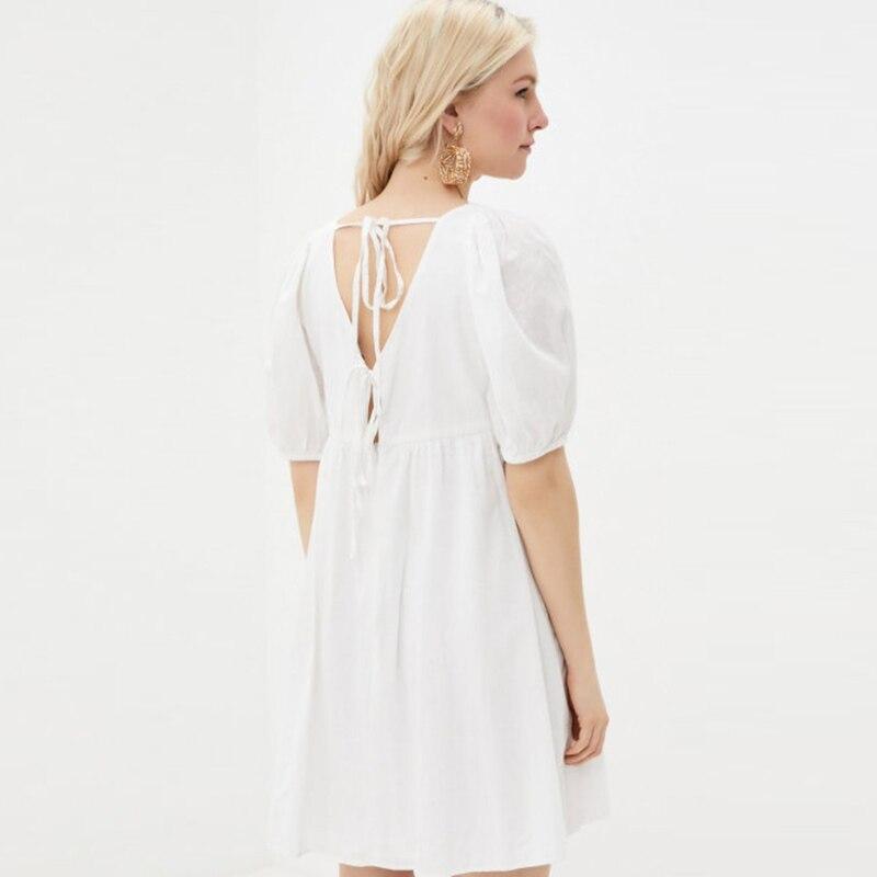 Sexy Backless Lace Up White Dress