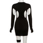Sexy Curve Cut Out Long Sleeve Bodycon Dress