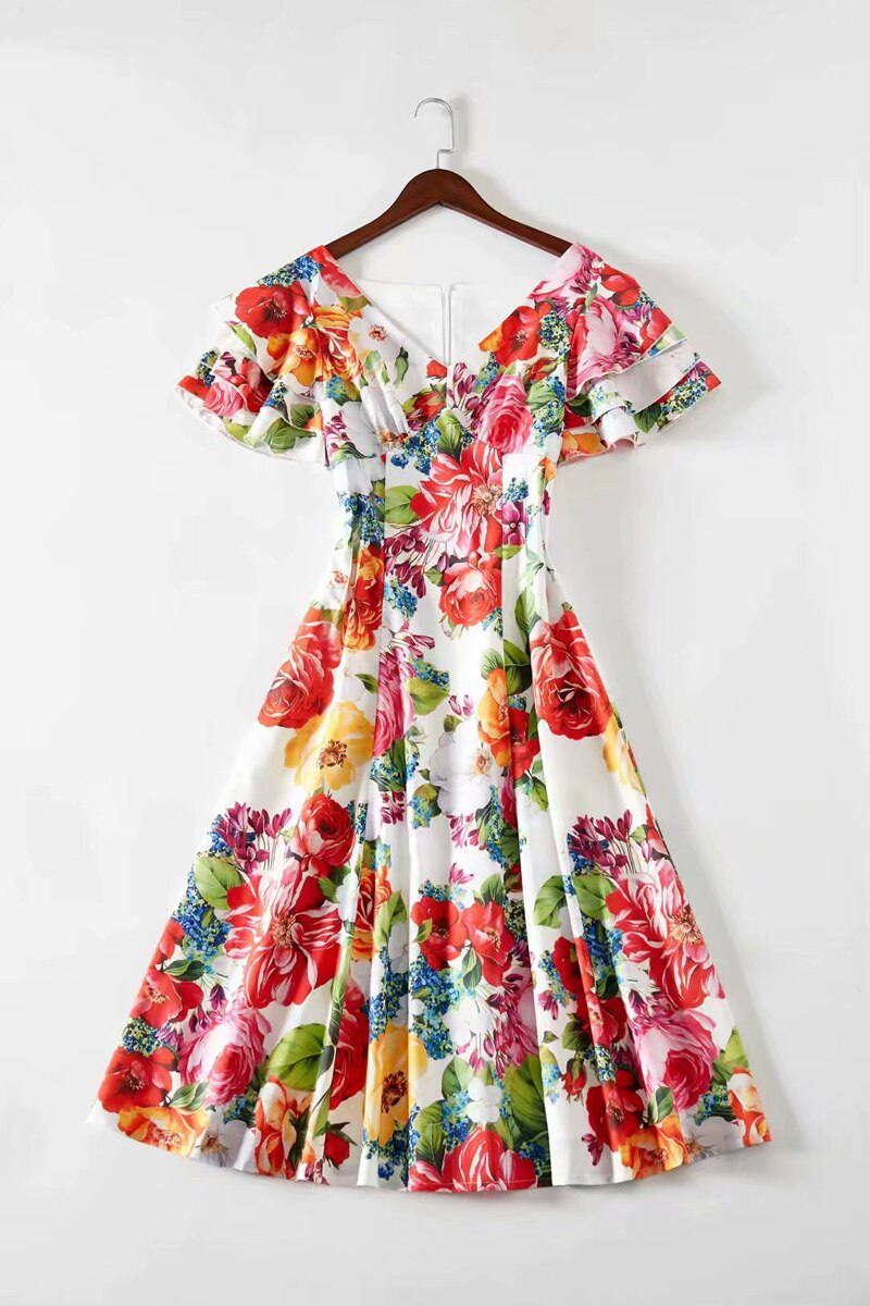 Floral Printed Fashion High Street Casual Dresses