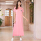 Summer New Women's Fashion College Style Solid Pink Color Casual Loose All-match Long Dresses