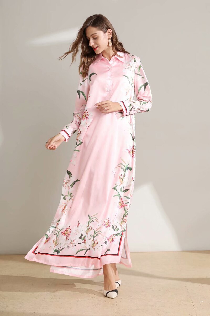 Floral Printed Loose Designer Fashion Casual Long Dresses