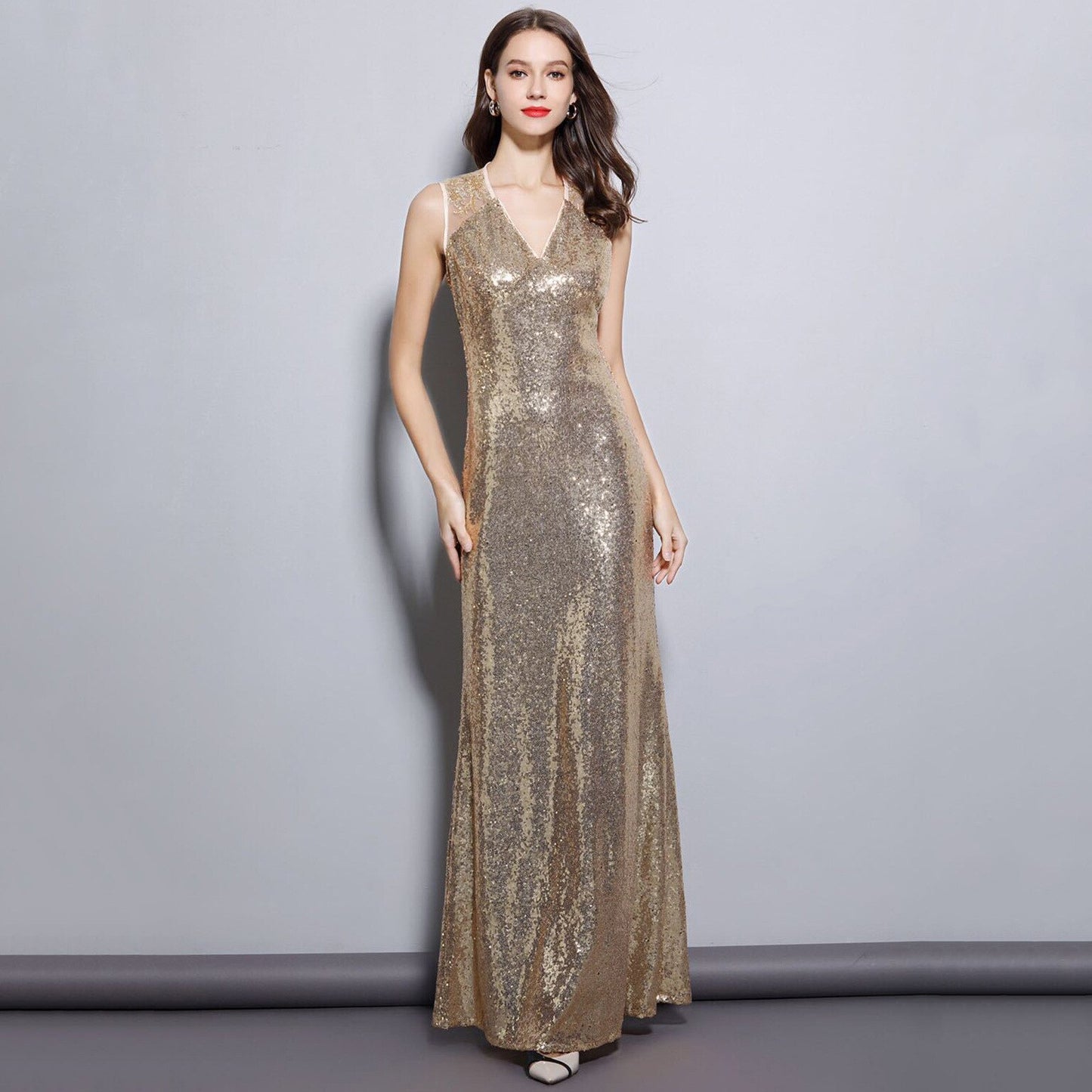 Sequined Elegant Fashion Party Prom Long Maxi Dress