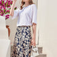 Women's Runway Dress Floral Printed Fashion Casual Mid Calf Skirts