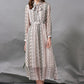 Lace Up Bow Collar Long Sleeves Plaid Printed Fashion Mid Dress