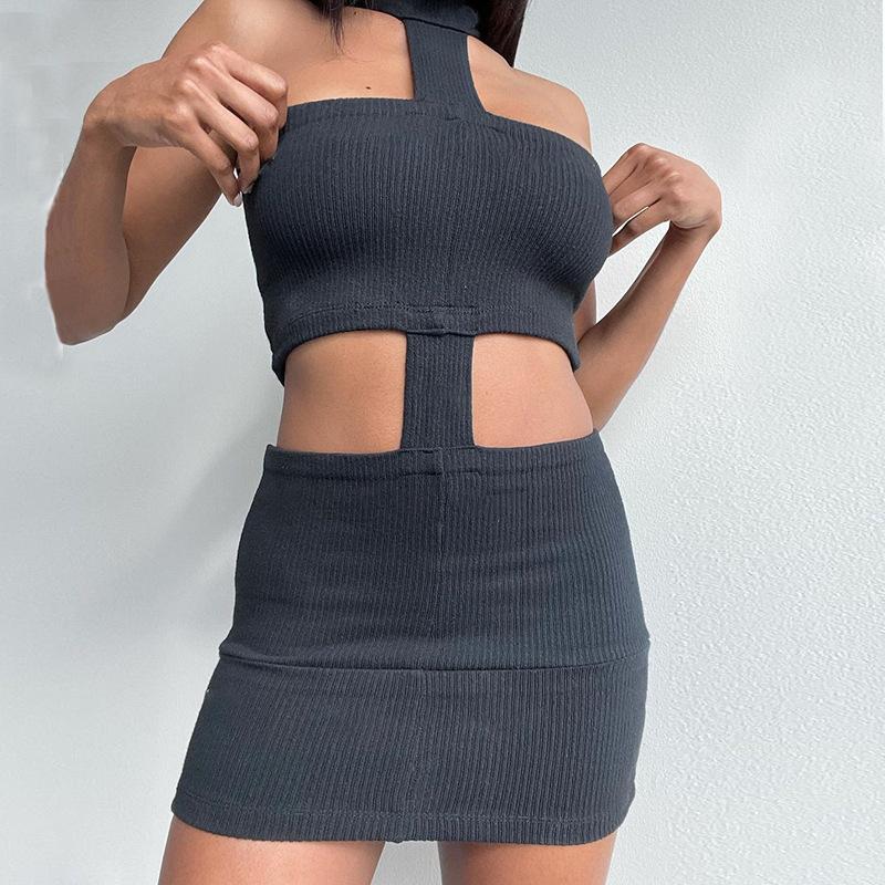 Sexy Cut Out Halter Backless Bodycon Dress