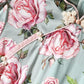 Vintage Stand Collar Short Sleeves Floral Printed Ruffles Elegant Dress Vestidos