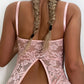 Bowknot Crotchless Bodysuit Lace Hollow Out Lingerie