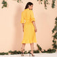 Solid Yellow V-Neck Petal Sleeves Bow Tie Corset Ruffle Hem Dignified Sweet Maxi Long Dresses