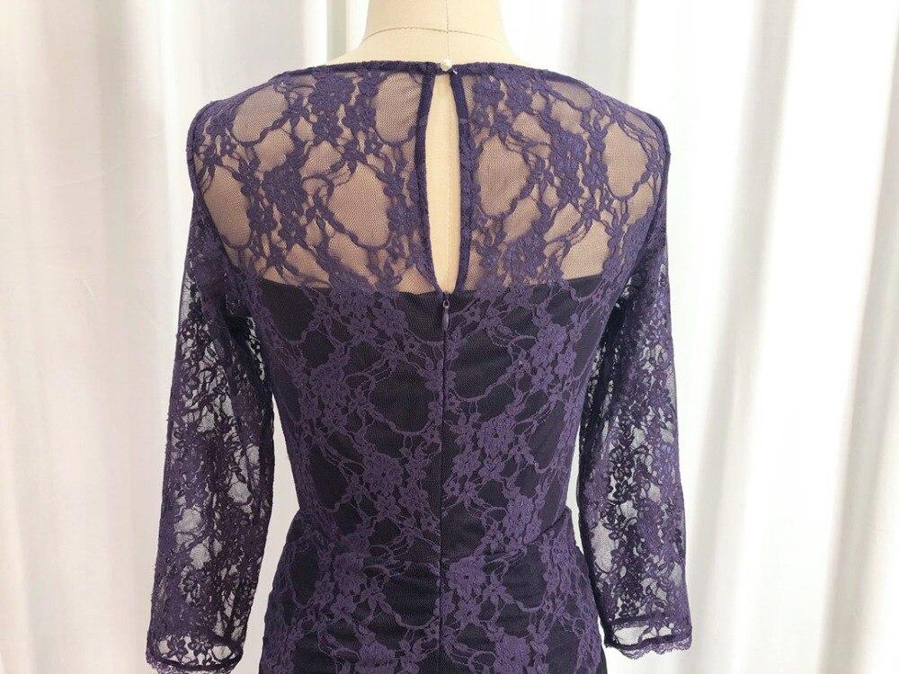 3/4 Sleeves Embroidery Lace Color Block Fashion Long Party Prom Dresses