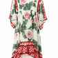 O Neck 3/4 Flare Sleeves Floral Printed Loose Hi Low Fashion Dresses