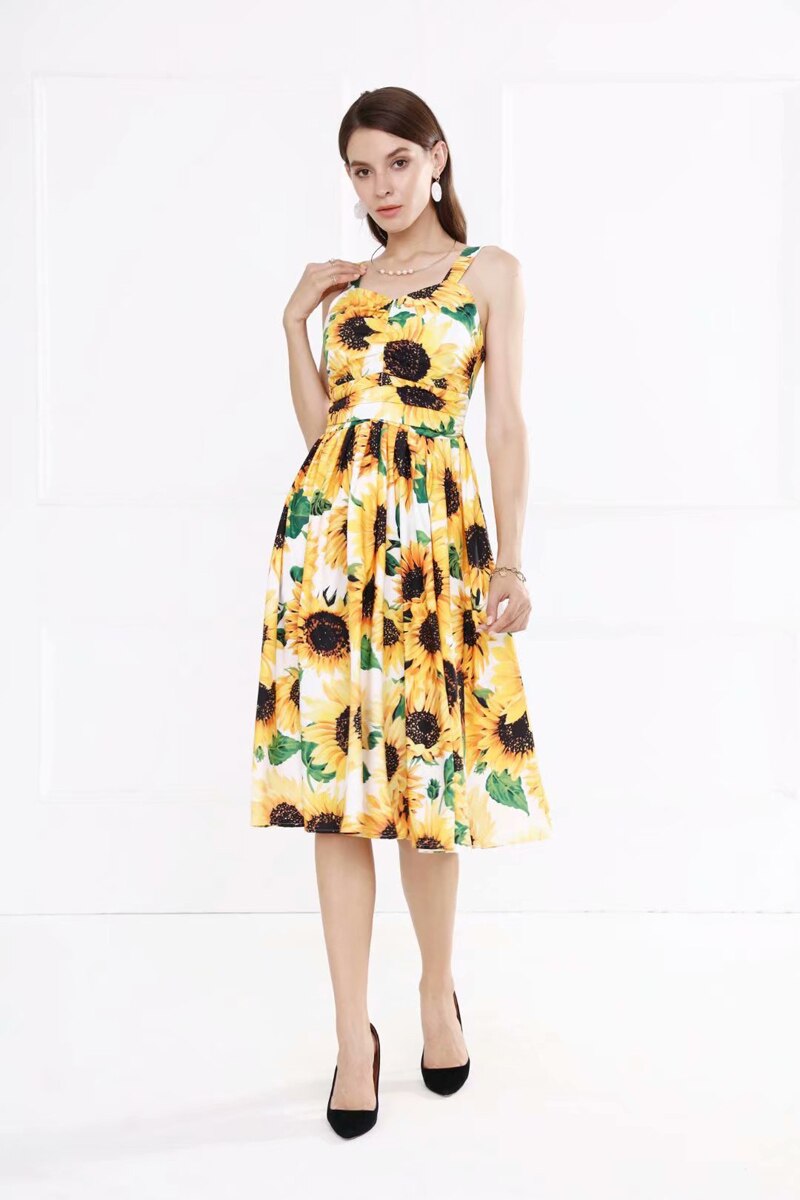 Floral Printed High Street Fashion Casual Designer Dress