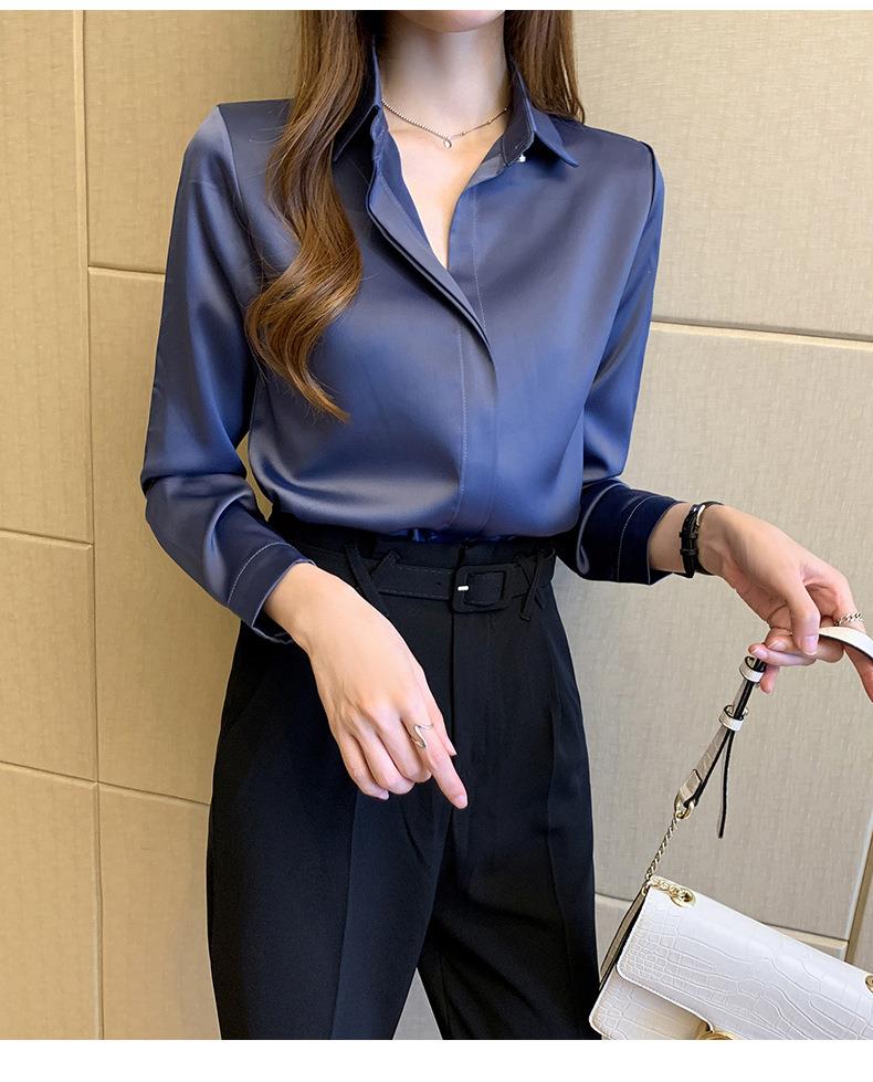 Woman Blouses Satin Top Female Shirts and Blouse Basic Ladies Tops OL Clothing