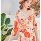 Sexy V Neck 3/4 Sleeves Floral Printed Lace Piping Fashion Casual Dresses