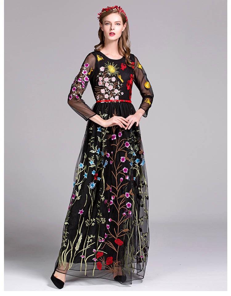 Embroidery Layered Floral Maxi Dresses