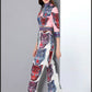 Printed Side Split Designer Elegant Long Runway Dresses
