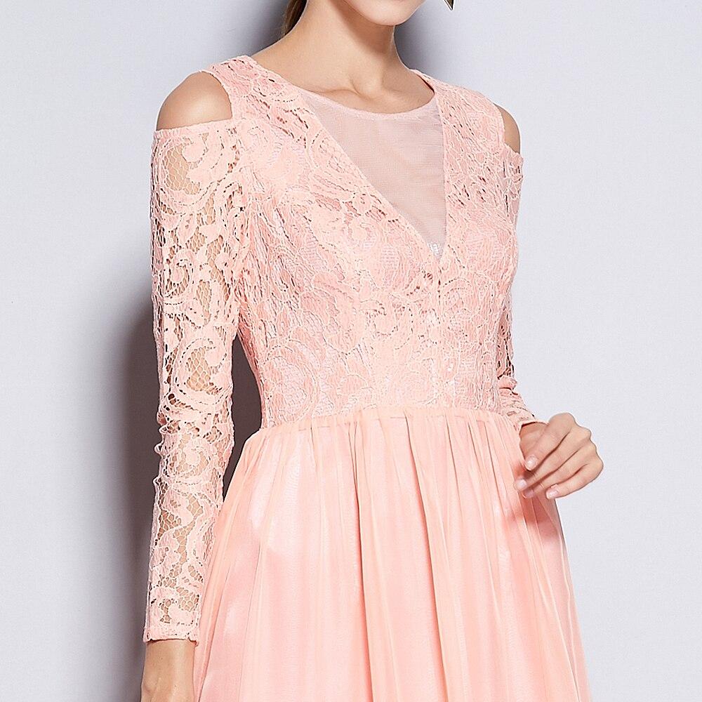 Women's Party Prom O Neck Embroidery Lace Long Sleeves Maxi Designer Runway Formal Fashion Dresses