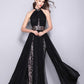 Women's Runway Designer Dresses Sexy Halter Sleeveless Embroidery Lace Open Back Fashion Long Party Prom Maxi Dresses
