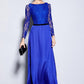 Women's Party Prom O Neck Sexy Keyhole Embroidery Lace Long Sleeves Elegant Maxi Formal Runway Dresses