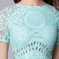 Women's O Neck Short Sleeves Embroidery Lace Beaded Elegant Party Prom Long Runway Dresses