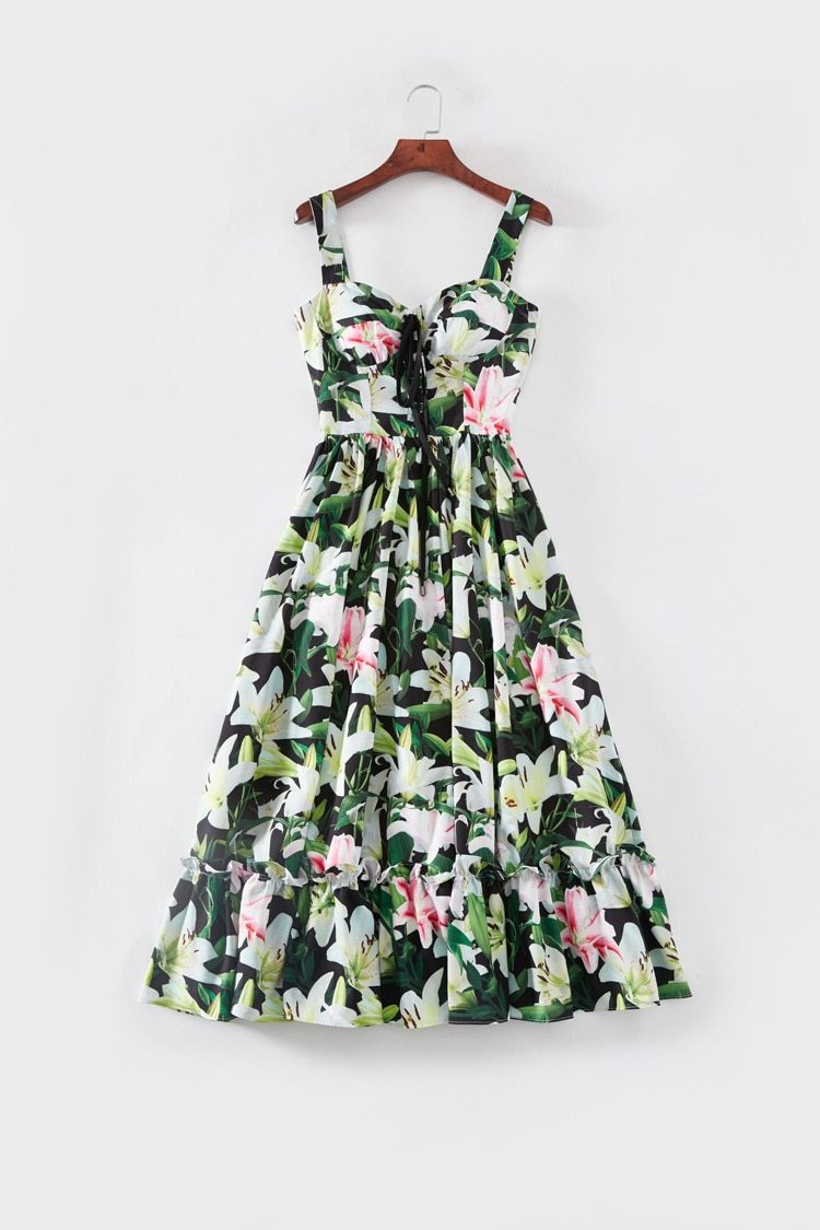 Floral Printed Ruffles Fashion Casual Summer Holiday Dresses