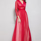 Sexy V Neck Long Sleeves Ruched Waist Layered Elegant Maxi Dresses